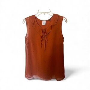 CAbi Rust Sleeveless Blouse with Tie Detail